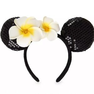 Minnie Mouse Ear Headband with Plumeria